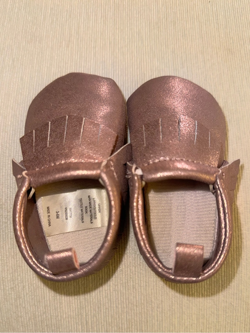 Carter's Metallic Pink Baby Moccasins with Fringe